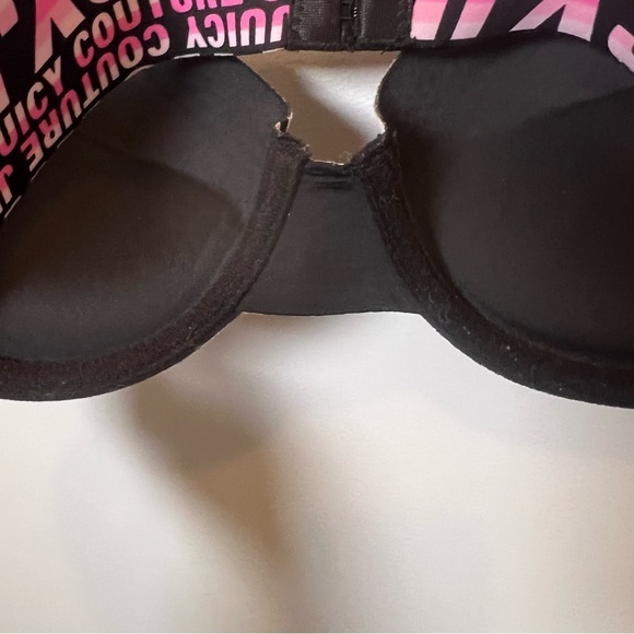 Juicy Couture Black & Pink Bra size 36C Underwire Spell Out - Picture 5 of 6